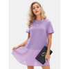 EXLURA Womens Summer Casual Short Sleeve Dress Crewneck Tshirt Dresses Pleated Aline Mini Dress 2025 Vacation Beach Sundress - 2 of 4