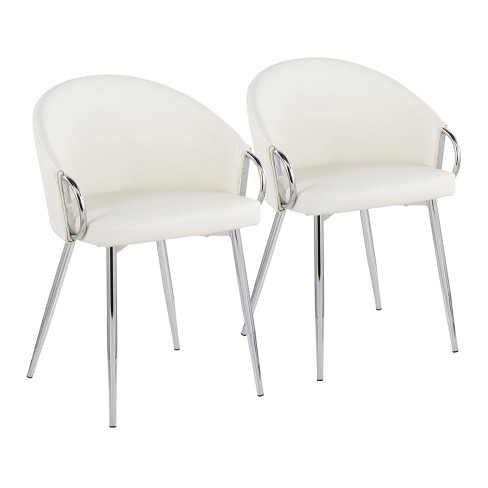 Set of 2 Claire Dining Chairs Chrome White LumiSource