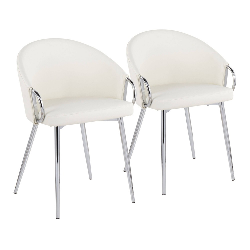 Photos - Sofa Set of 2 Claire Dining Chairs Chrome/White - LumiSource
