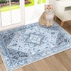 Vintage Washable Floral Area Rug: Non-Slip Distressed Oriental Carpet with Medallion – Low-Pile Accent Floor Mat for Living Room, Laundry Room - 4 of 4