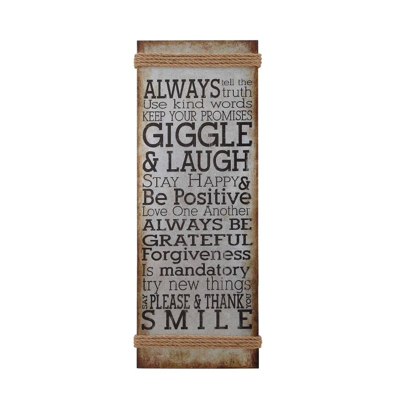 Metal Sign Motivational Wall Decor with Rope Accent Gray - Olivia &#38; May, 1 of 5