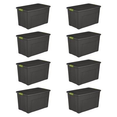 Sterilite 19453V04 35 Gallon Storage Tote Box w/ Latching Container Lid (8 Pack)