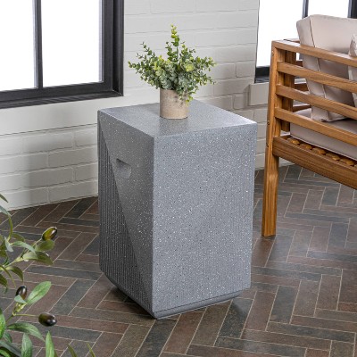 Adrian Gray Poly-Resin 20.75" Square Accent Table