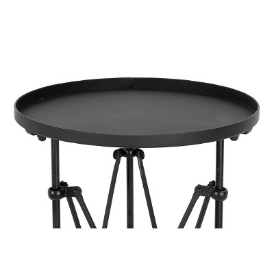 Black Round Metal Side Table with Claw Feet