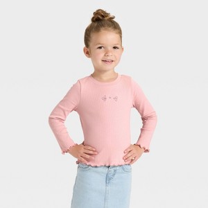 Toddler Girls' Long Sleeve Ribbed T-Shirt - Cat & Jack™ - 1 of 4