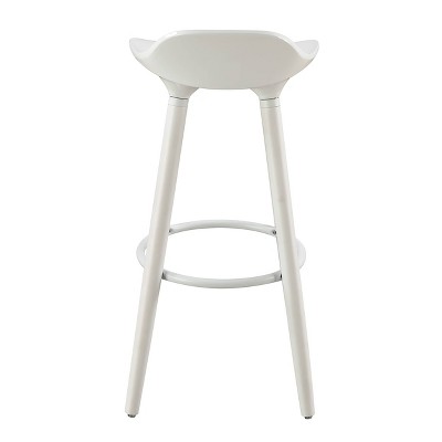 White Curved Seat Mid Century Modern Bar Stool