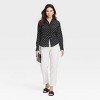 Women's Long Sleeve Collared Button-Down Shirt - A New Day™ Black Polka Dots - 3 of 3