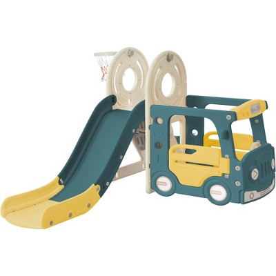 Toddler Slide for Toddlers Age 1-3 with Basketball Hoop and Swing, Baby Slide for Kids Ideal Gift, Indoor Outdoor Backyard Playground