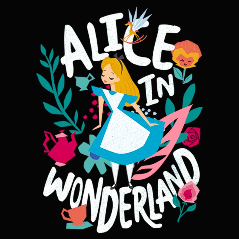 Junior's Women Alice in Wonderland Cartoon Alice Racerback Tank Top, 2 of 6