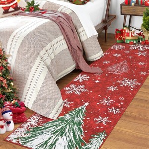 Area Rug for Christmas Carpet Xmas Holiday Decor Snowflake Washable Non Slip Indoor Kitchen Rug Decorative for Hallway Bedroom - 1 of 4