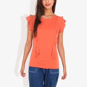 Anna-Kaci Women's Round Neck Ruffle Detail Layering Long T-Shirt Casual Top - 1 of 4