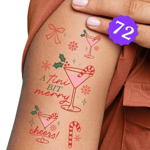 Big Dot of Happiness A Tini Bit Merry Temporary Tattoos, Christmas Cocktail Favors Holiday Candy Cane Martini, Set of 12 Tattoo Sheets – 72 Total Tats - 1 of 4