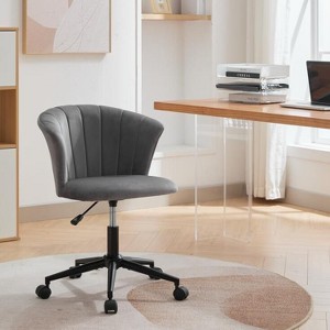 CAVINAS Velvet Swivel Office Chair with Wide Backrest,Luxurious Computer Chair with Metal Base for Home,Office,Bedroom - 1 of 4