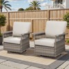 Belord High Back Outdoor Swivel Rocker Chairs Set, Gray Wicker Patio Furniture with 5-Inch Armrests and Thick Cushions for Porch, Deck, Balcony - 3 of 4