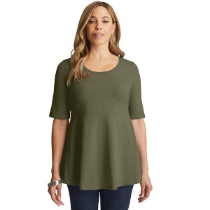 Jessica London Women's Plus Size Stretch Cotton Peplum Tunic - 1 of 4