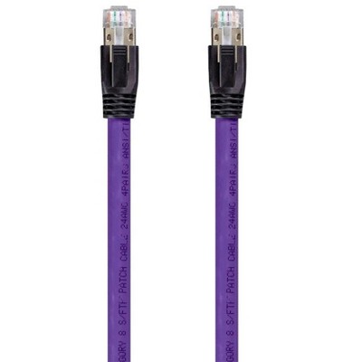 Monoprice Cat8 24AWG S/FTP Ethernet Network Cable - 3 Feet - Purple | 2GHz, 40Gbps, LAN RJ45 For Modem, Router, Switches, Laptop - Entegrade Series