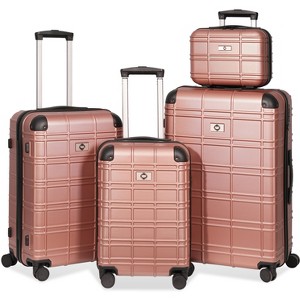 Gulches Luggage Sets, Hardshell 4pc Luggage Hardside Lightweight Durable Suitcase sets Spinner Wheels Suitcase with TSA Lock (12/20/24/28),ROSE GOLD - 1 of 4
