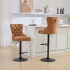 Set of 2 Swivel Bar Stools with Backs, Adjustable Height, PU Leather Upholstered Barstools with Black Base for Kitchen Island or Bar - Cuddlewood - 2 of 4