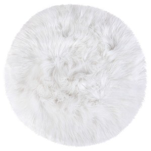 PiccoCasa Office Home Bedroom Faux Sheepskin Puffy Plush Area Soft Warm Floor Mat 1 Pc - 1 of 4