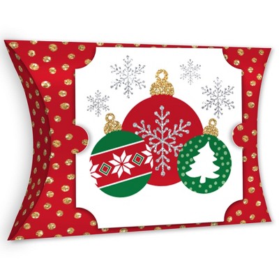 Big Dot of Happiness Ornaments - Favor Gift Boxes - Holiday and Christmas Party Large Pillow Boxes - Set of 12