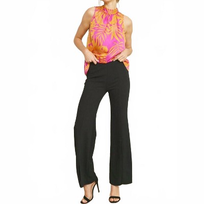 Women's Tropical Leaf Print Halter Top - entro