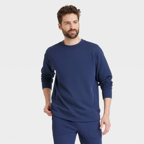 Men's Heavy Waffle Crewneck Sweatshirt - All In Motion™ Dark Blue