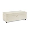 Modern Upholstered Storage Bench with 360° Swivel Casters, Linen/Faux Leather Bench with Hidden Storage, Coffee Table Ottoman - ModernLuxe - 4 of 4