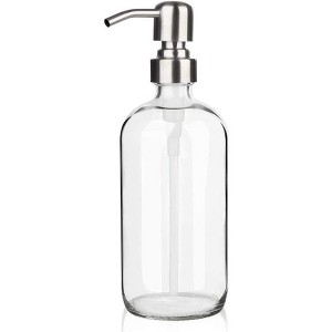 Aoibox Glass Soap Dispenser with Rust Proof Stainless Steel Pump for Kitchen and Bathroom, Refillable Liquid Hand Soap Dispenser for Countertop - 1 of 4