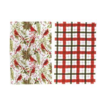 Christmas Winter Red Green Plaid 30*30cm Waffle Microfiber Kitchen Towel  Soft Cleaning Cloth Scouring