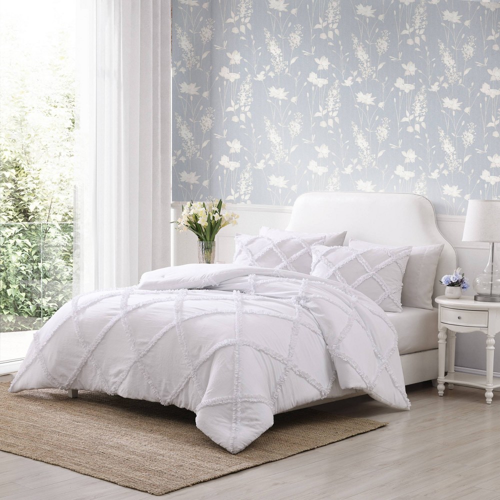 Photos - Bed Linen Laura Ashley 2pc Twin Extra Long Norah Comforter Bedding Set White