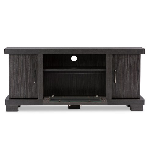 viveka 47" wood tv cabinet with 2 doors - dark brown - baxton studio