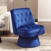 Beautyolove Blue Velvet Upholstered Button Tufted Swivel Barrel Chair Accent Chair with Solid Wood Frame - 3 of 4