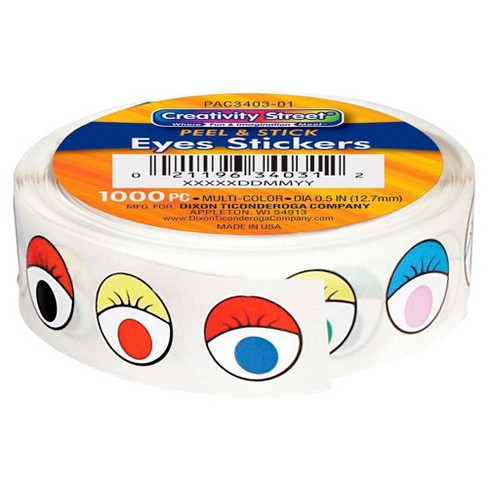 Creativity Street Flat Wiggle Eye Sticker, 10 mm, Multi-Color, Pack of 1000