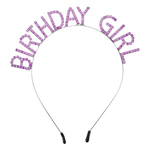 Unique Bargains Girl's Rhinestone Happy Birthday Tiara Headband 1 Pc - 1 of 4