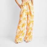 Women's Wide Leg Relaxed Palm Tree Pants - Future Collective™ with Alani Noelle Orange