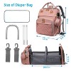 Itopfox Baby Diaper Backpack with Changing Station, Large Capacity Waterproof Diaper Bag for Parents, USB Port & Stroller Straps, Pink - 3 of 4