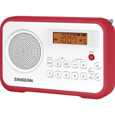 Sangean PR-D18RD AM/FM/Portable Digital Radio with Protective Bumper (White/Red)