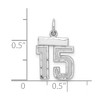 Black Bow Jewelry Sterling Silver, Varsity Collection, Small D/C Pendant, Number 15 - 3 of 4