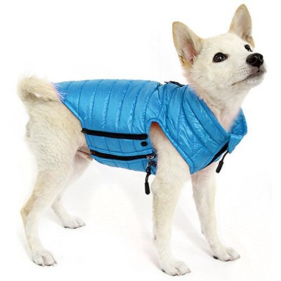Gooby Water Resistant Puffer Vest with Side Zipper Closure for Small Dogs, Turquoise, Medium