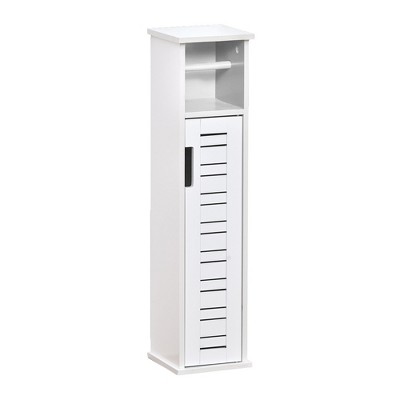 White MDF Slim Bathroom Toilet Paper Holder Cabinet