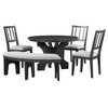 Grungis 5-piece Rustic Round Dining Table Set,Table and Chairs Set with 3 Upholstered Chairs and Curved Bench,Dining Table Set for Kitchen,Gray - 2 of 4