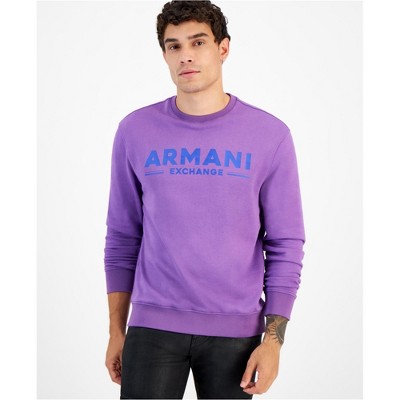 Armani Mens Two Tone Logo Pullover Sweater, Purple, X-Large