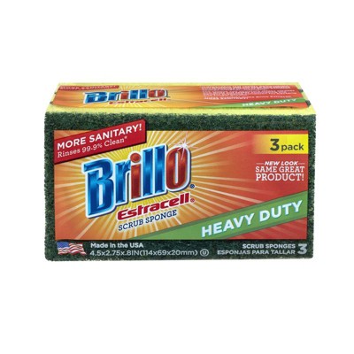 Brillo Estracell Heavy Duty Scrubber Sponge For All Purpose 4.5 in. L 3 pc (Case of 8)