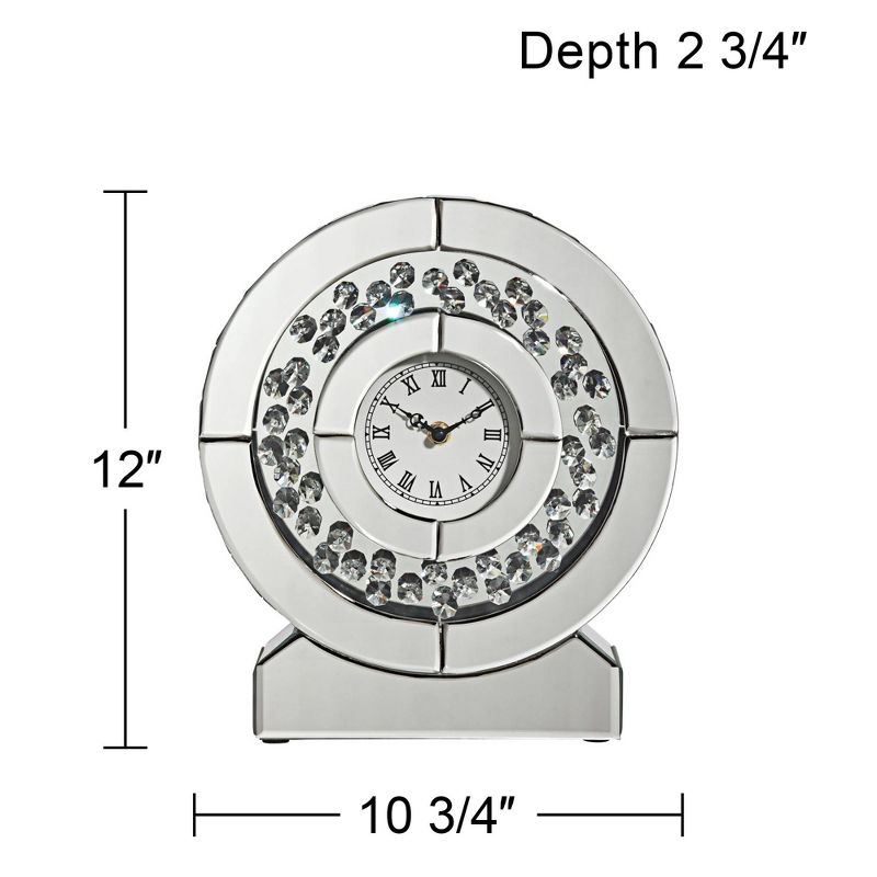 Dahlia Studios Claudyn 12" High Mirrored and Crystal Table Clock, 4 of 7