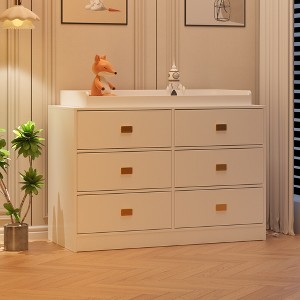 6-Drawer Nursery Dresser with Changing Table - Dresser with Safety Rails & Waterproof Top - 1 of 4