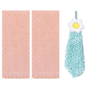 REGALWOVEN 3 Pcs Bathroom Soft and Absorbent Decorative Hand Towel - 1 of 4
