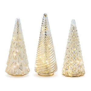 Melrose Lighted Mercury Glass Tree (Set of 3) - 1 of 3