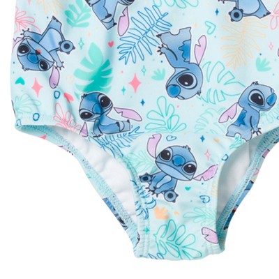 Disney Lilo & Stitch Little Girls One Piece Bathing Suit Floral Blue 7-8 — фото 6