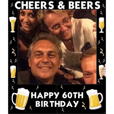 LEMONSODA Cheers & Beers 60th Birthday Party Photo Frame Prop, 35 X 30 inches