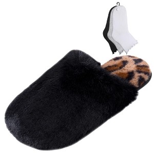 Roxoni Women’s Winter Cozy Slippers with 3PK Ankle Socks – Fuzzy, Furry & Warm Gift Bundle - 1 of 3